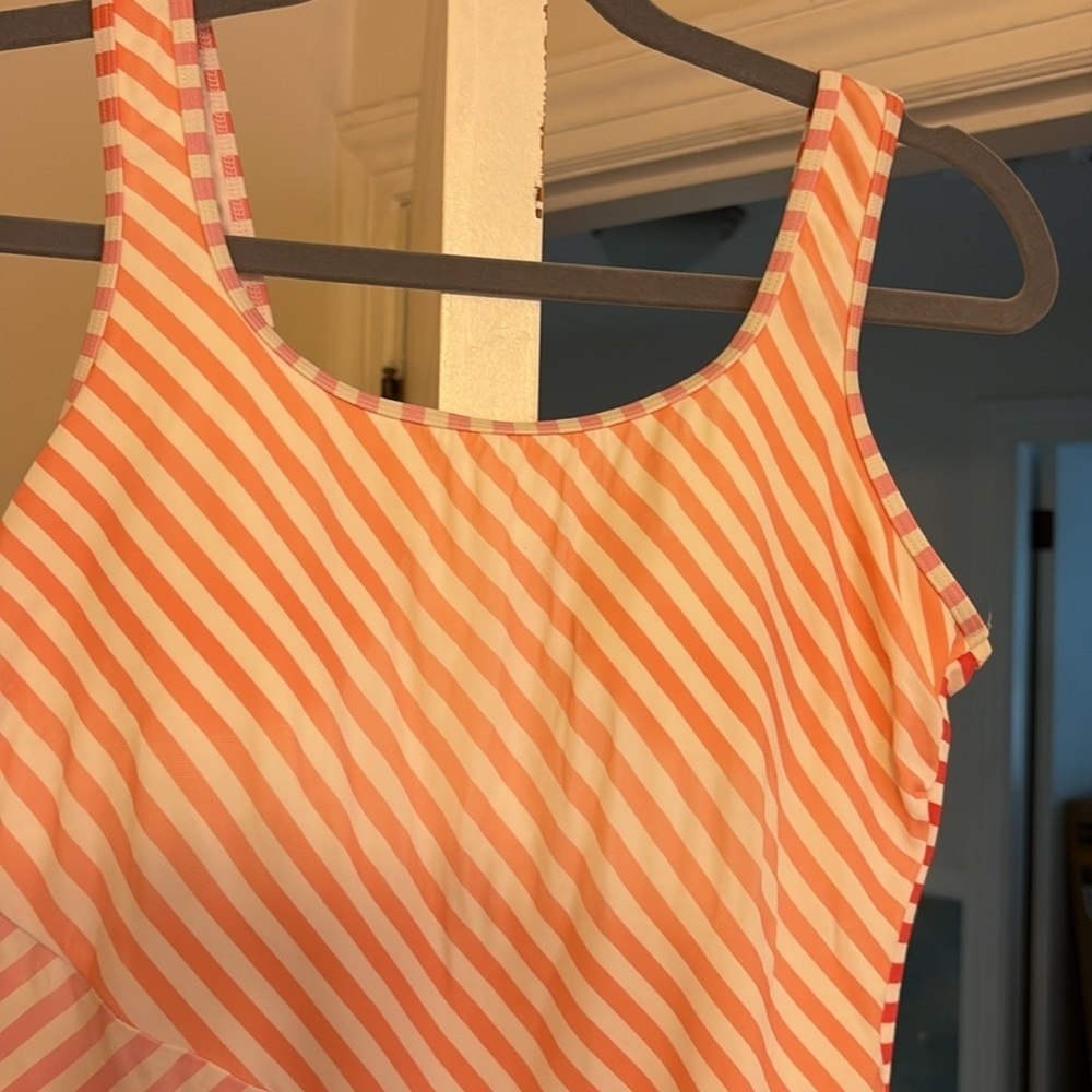 Lands' End Pink and White Striped Bathing Suit.  Size 12P - Picture 3 of 6